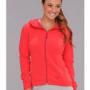 Arc’teryx zip up jacket hooded women size medium pink caliber hoodie dragonfruit
